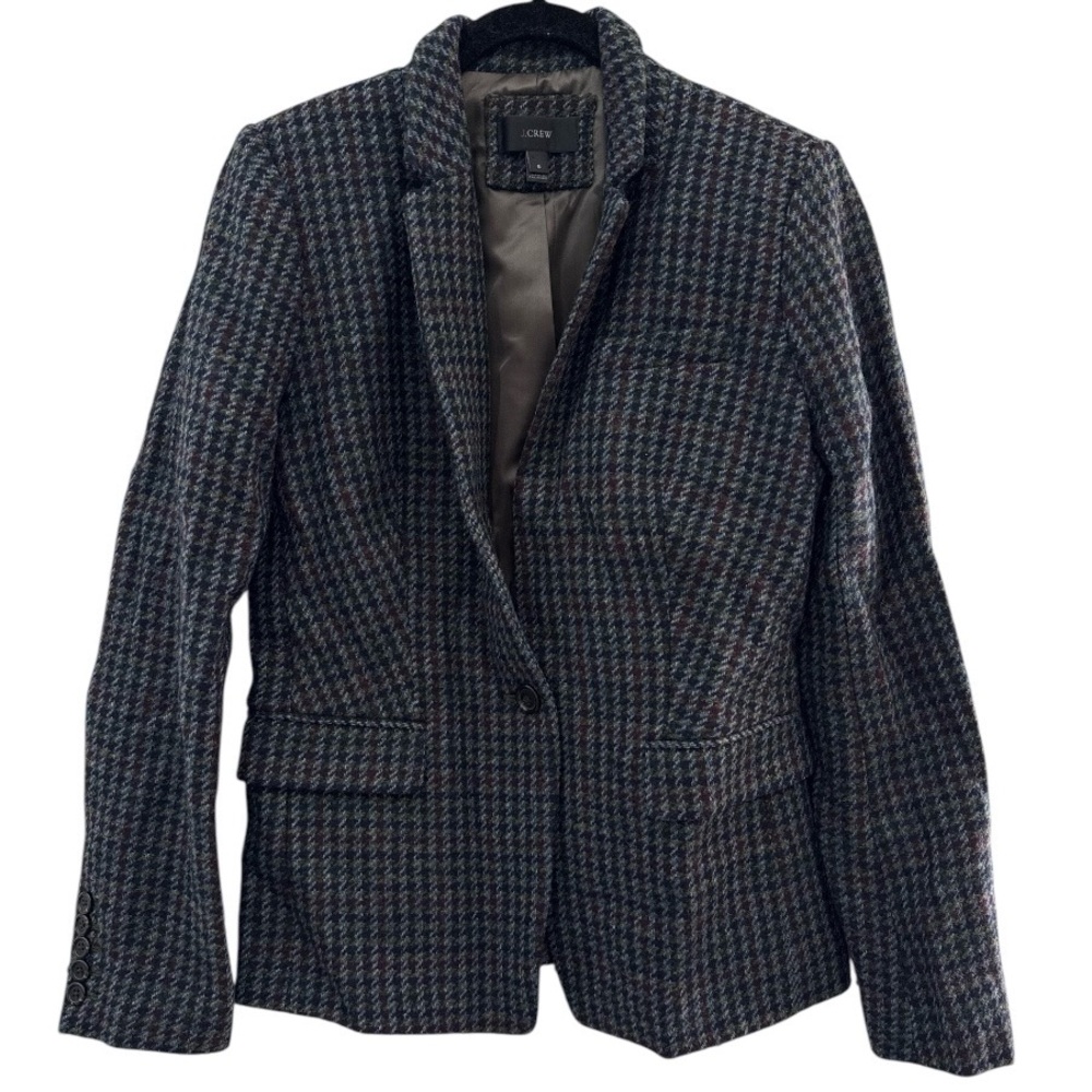 J.Crew Regent Blazer in Houndstooth Plaid Women’s Size 6 100% wool